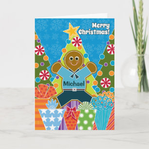 Cartes Pour Fêtes Annuelles Un garçon de pain d'épice pour Noël ajoutent un