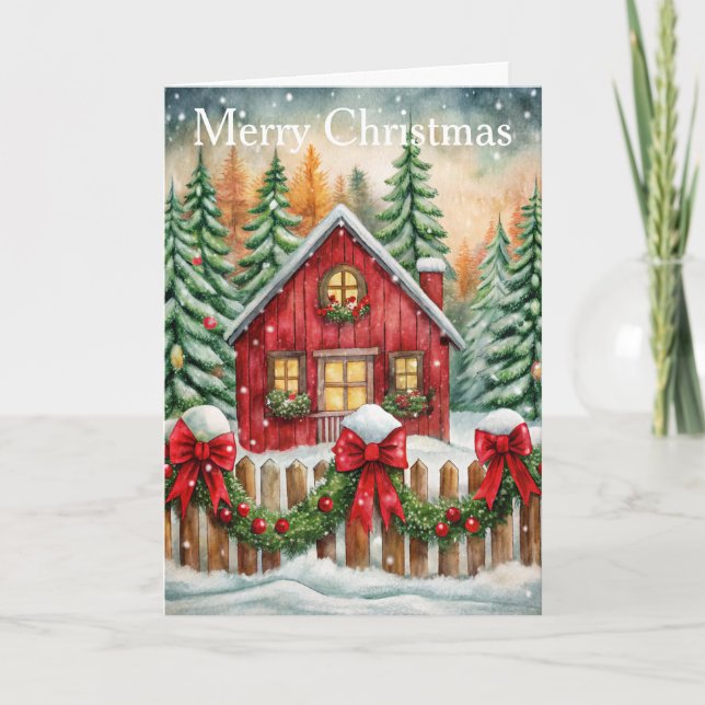 Cartes Pour Fêtes Annuelles Un gîte rural à Noël (Devant)