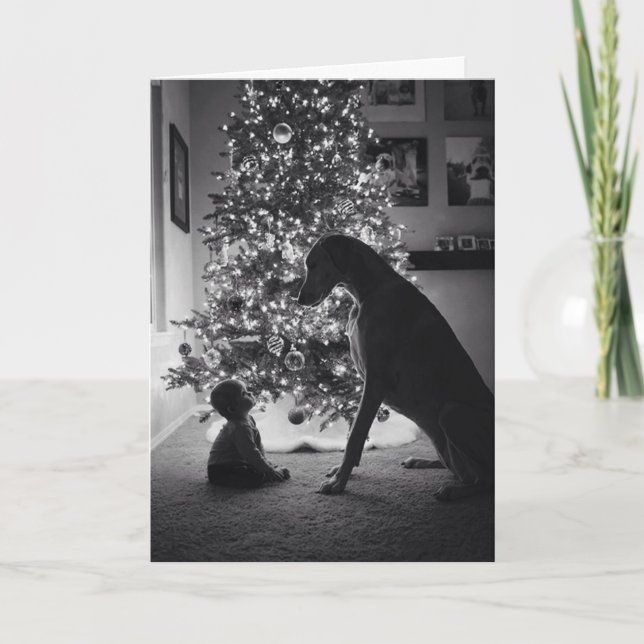Cartes Pour Fêtes Annuelles Un grand chiot pour Noël (Devant)