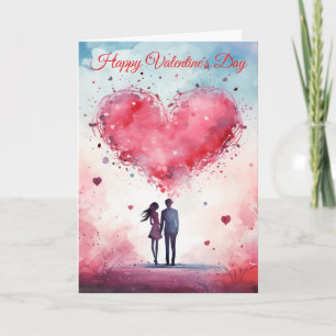 Cartes Pour Fêtes Annuelles Un grand cœur et un Couple
