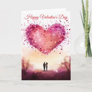 Cartes Pour Fêtes Annuelles Un grand cœur et un Couple