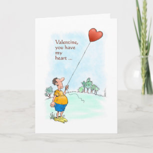 Cartes Pour Fêtes Annuelles Un homme de Valentine naviguant sur un caricature 