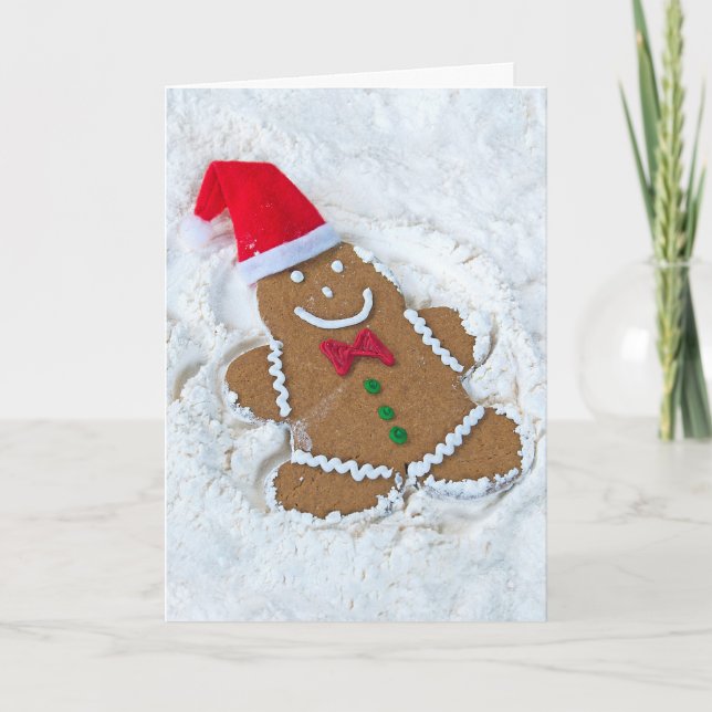 Cartes Pour Fêtes Annuelles Un homme en pain d'épice de Noël en neige (Devant)