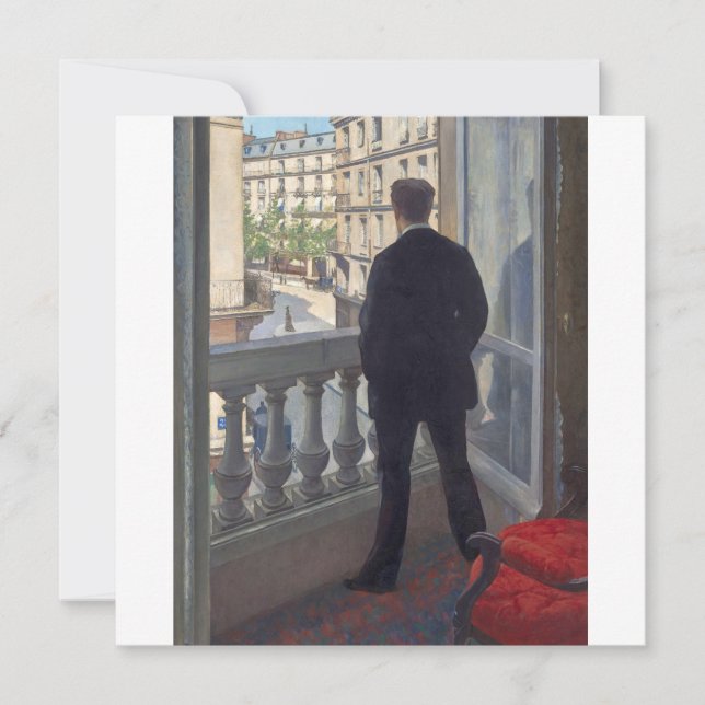 Cartes Pour Fêtes Annuelles Un jeune homme à sa fenêtre par Gustave Caillebott (Devant)