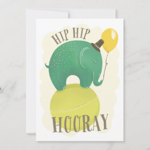 Cartes Pour Fêtes Annuelles Un joli éléphant vert. animal Anniversaire de enfa
