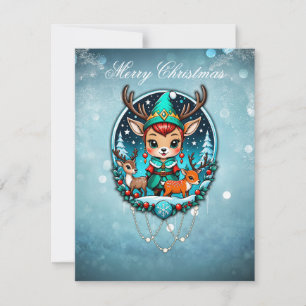 Cartes Pour Fêtes Annuelles Un joli personnage de dessin animé comme le renne