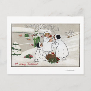 Cartes Pour Fêtes Annuelles Un joyeux ChristmasPeople tenant des porcelets