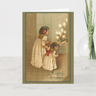 Cartes Pour Fêtes Annuelles Un Joyeux Noël avec deux filles victoriennes