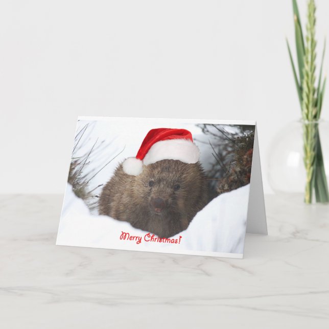 Cartes Pour Fêtes Annuelles Un Joyeux Noël de wombat de vers le bas dessous (Devant)