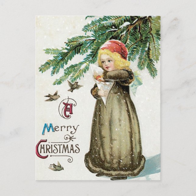 Cartes Pour Fêtes Annuelles "Un joyeux Noël" Fille (Devant)