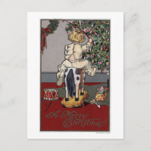 Cartes Pour Fêtes Annuelles Un joyeux NoëlKid sur un Rocking Horse