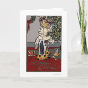 Cartes Pour Fêtes Annuelles Un joyeux NoëlKid sur un Rocking Horse