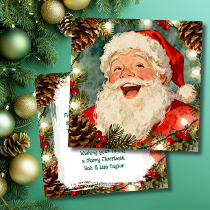 Cartes Pour Fêtes Annuelles Un joyeux Père Noël à l'ancienne et un poème de va