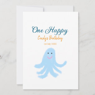 Cartes Pour Fêtes Annuelles Un joyeux poulpe bleu sous la mer anniversaire