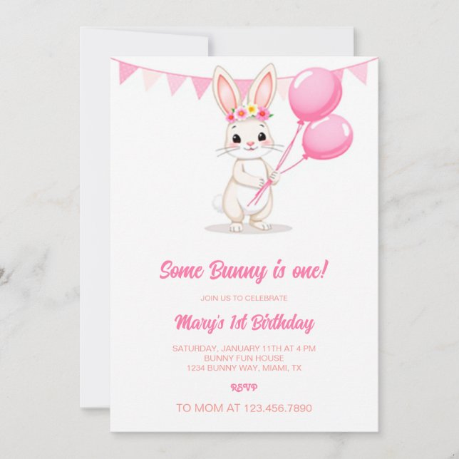 Cartes Pour Fêtes Annuelles Un lapin est une invitation, un lapin est Turnin (Devant)