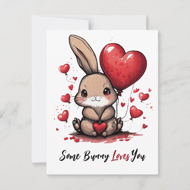 Cartes Pour Fêtes Annuelles Un lapin t'aime valentine (Devant)