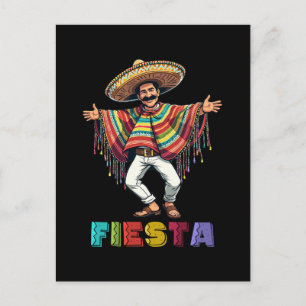 Cartes Pour Fêtes Annuelles Un Mexicain À Poncho Danser Fiesta Cinco de Mayo