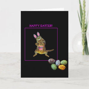 Cartes Pour Fêtes Annuelles Un minou avec des oreilles de lapin