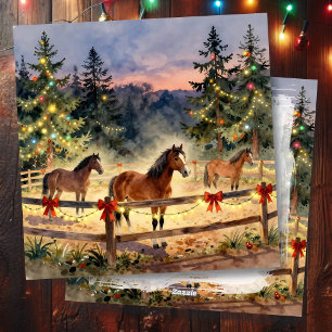 Cartes Pour Fêtes Annuelles Un Noël de ranch équestre à la campagne
