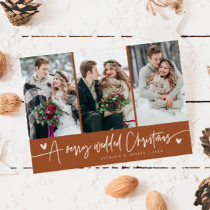 Cartes Pour Fêtes Annuelles Un Noël Marié Photo Nouveauté Terracotta