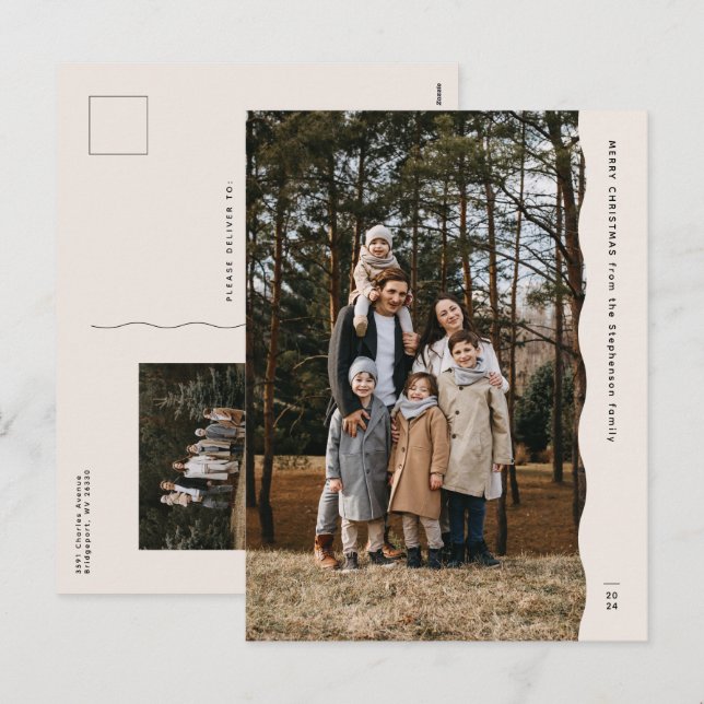 Cartes Pour Fêtes Annuelles Un Noël simple et moderne à deux photos (Devant / Derrière)