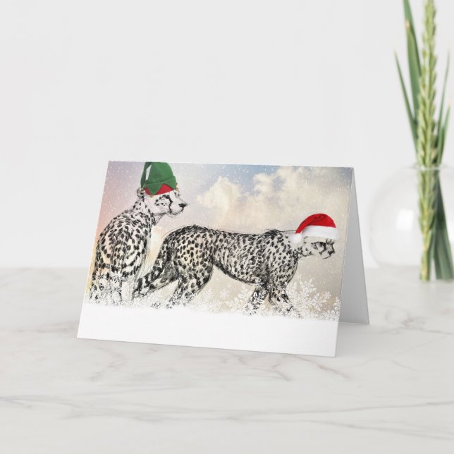 Cartes Pour Fêtes Annuelles Un Noël très guépard (Devant)