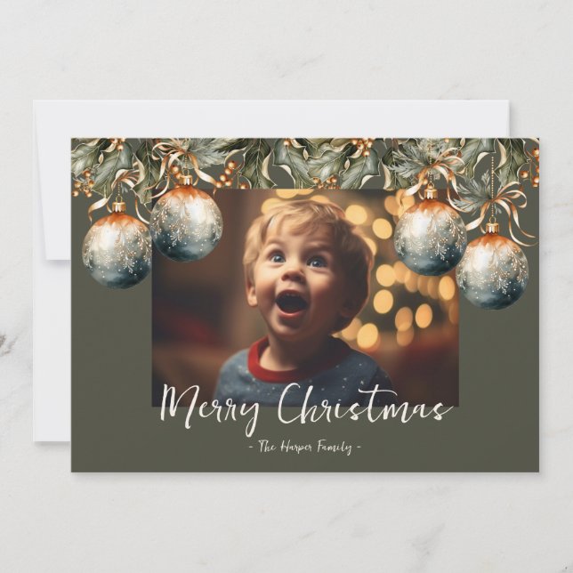 Cartes Pour Fêtes Annuelles Un ornement photo 2023 (Devant)