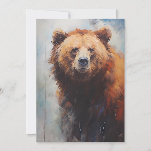 Cartes Pour Fêtes Annuelles Un ours Brown dans le portrait sauvage (Devant)