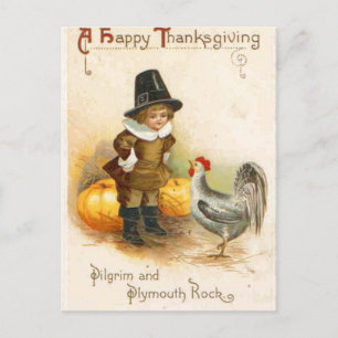 Cartes Pour Fêtes Annuelles Un pèlerin Bon thanksgiving et le rocher de Plymou