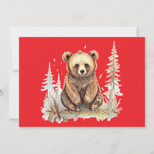 Cartes Pour Fêtes Annuelles Un petit ours mignon - Design artistique d'illustr