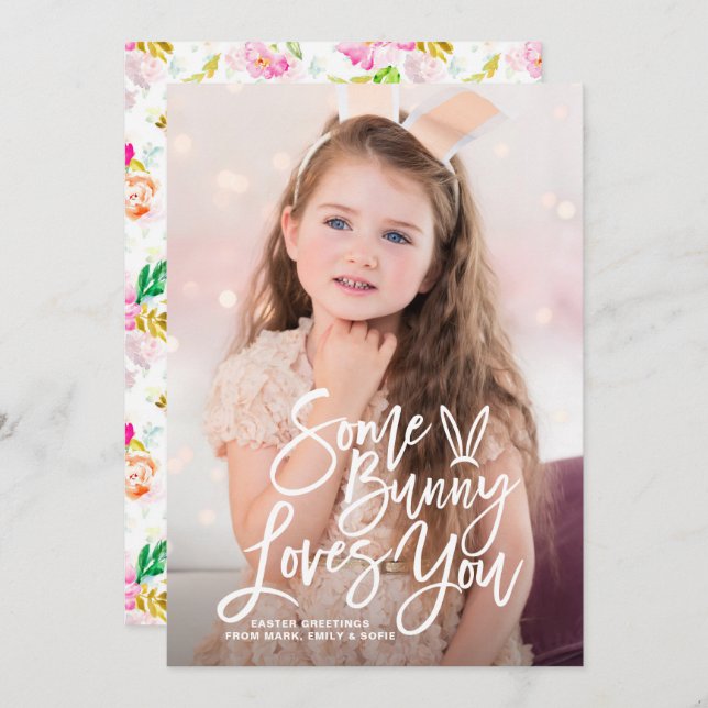 Cartes Pour Fêtes Annuelles Un peu d'amour Vous Lettrer Photo Joyeux Pâques (Devant / Derrière)