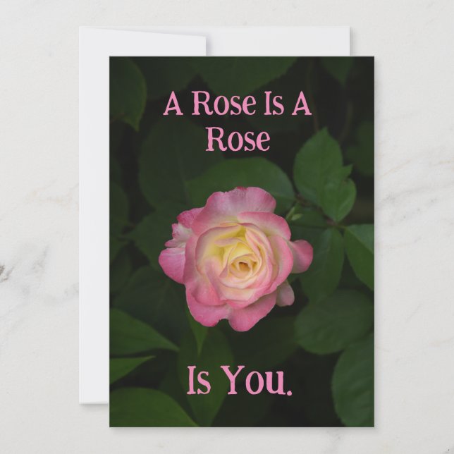 Cartes Pour Fêtes Annuelles Un Rose Est Rose, C'Est TOI ! (Devant)