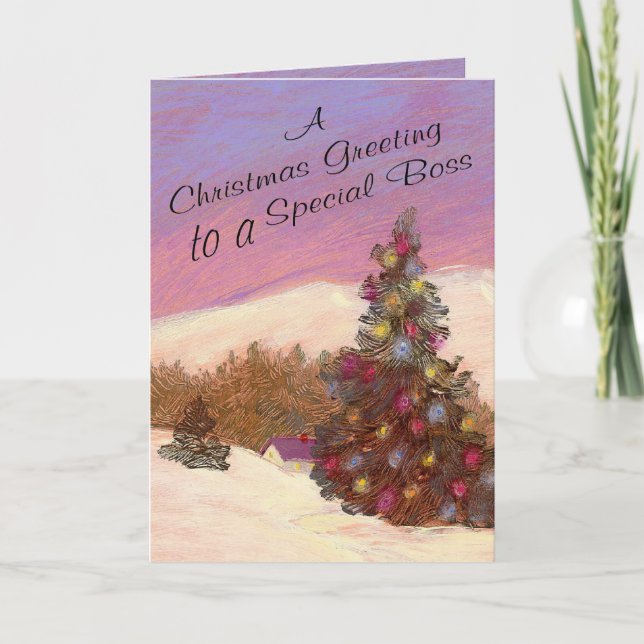 Cartes Pour Fêtes Annuelles Un Salutation De Noël À Un Patron Spécial (Devant)