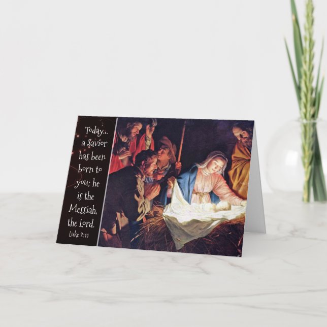 Cartes Pour Fêtes Annuelles Un sauveur est né, Nativité de Noël personnalisée (Devant)