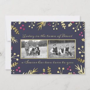 Cartes Pour Fêtes Annuelles Un Sauveur Est Né Photo De Noël Religieux