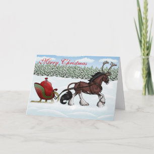 Cartes Pour Fêtes Annuelles Un un Cerviquine Sleigh ouvert