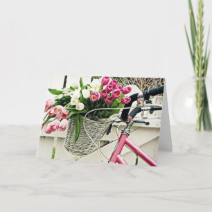 CARTES POUR FÊTES ANNUELLES UN VÉLO-FLEURS-ET L'AMOUR À "PÂQUES"
