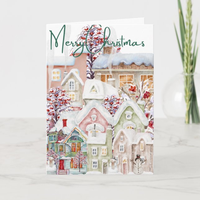 Cartes Pour Fêtes Annuelles Un village de Noël complexe (Devant)