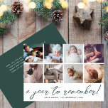 Cartes Pour Fêtes Annuelles Une année à retenir Bilan annuel 8 Collage de phot<br><div class="desc">Créez une carte de vœux de style bilan de l'année pour la famille et les amis à Noël en partageant vos photos préférées des moments spéciaux de votre famille. La conception unique de carte de vœux multi-photos présente huit photos favorites dans une disposition en collage, avec "une année à retenir"...</div>