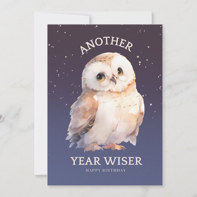 CARTES POUR FÊTES ANNUELLES UNE ANNÉE DE PLUS WISER CUTE OWL (Devant)