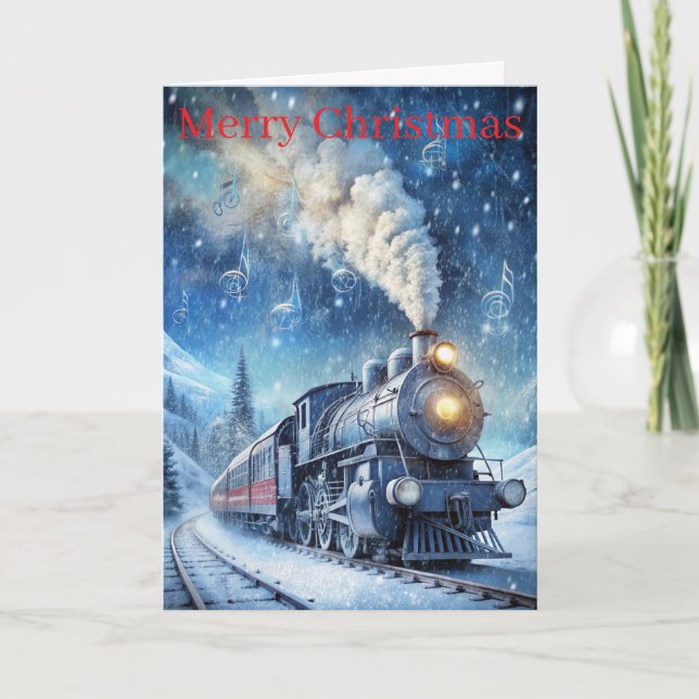 Cartes Pour Fêtes Annuelles Une Belle Scène D'Hiver En Train (Devant)