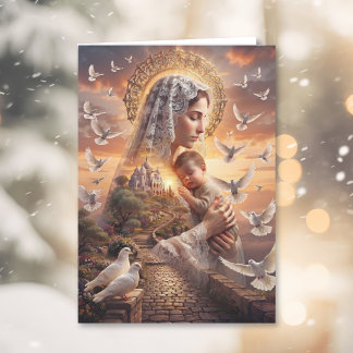 Cartes Pour Fêtes Annuelles Une bénédiction de Noël : la mère et l'enfant