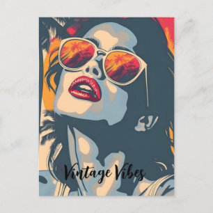 Cartes Pour Fêtes Annuelles Une femme au style rétro