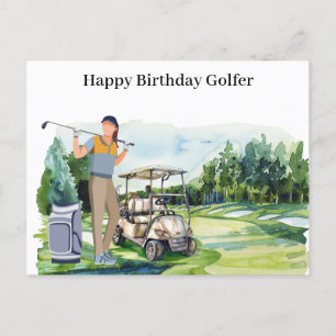 Cartes Pour Fêtes Annuelles Une femme de golf joue au golf Birthday golfer Car