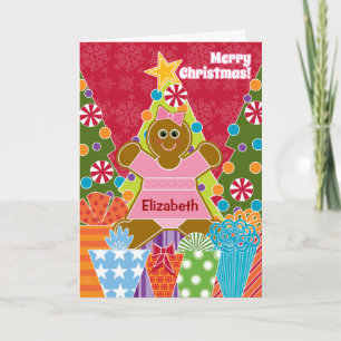 Cartes Pour Fêtes Annuelles Une fille de pain d'épice pour Noël ajoutent un