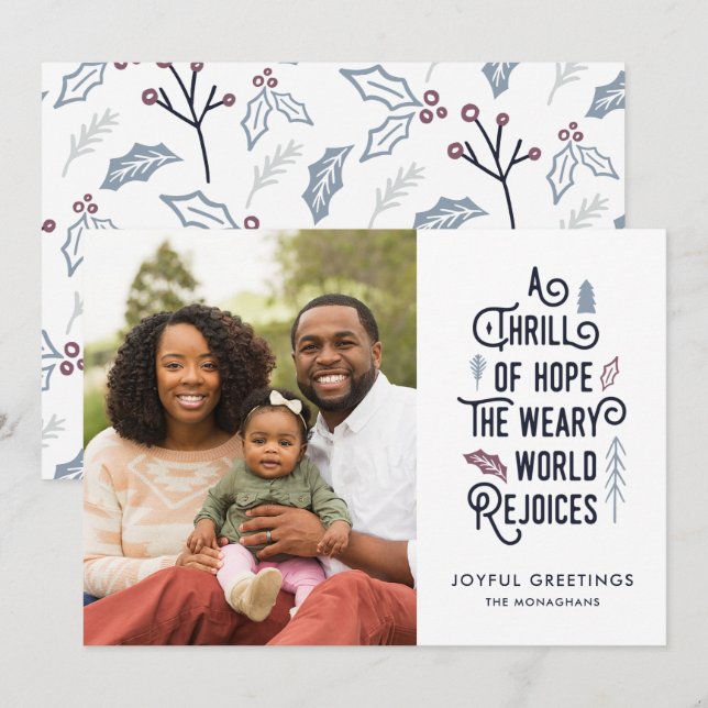 Cartes Pour Fêtes Annuelles Une frisson d'espoir | Bleu blanc | Une photo mode (Devant / Derrière)