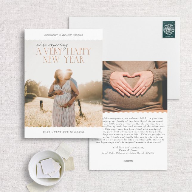 Cartes Pour Fêtes Annuelles Une grossesse photo pour le Nouvel An très heureus (Créateur téléchargé)