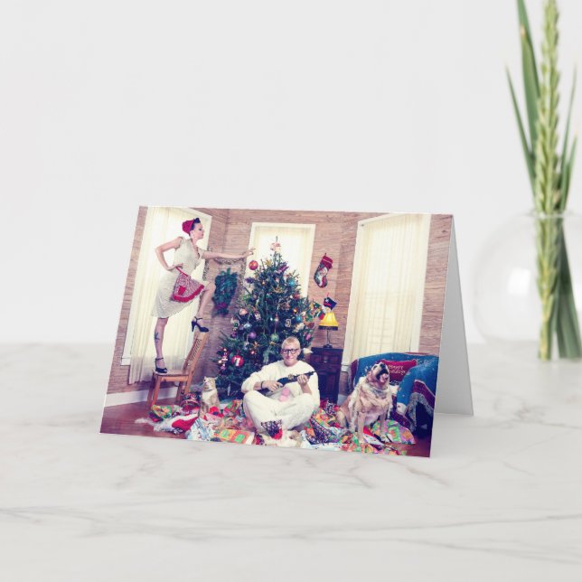 Cartes Pour Fêtes Annuelles Une histoire de Noël de chat d'un Eye'd (Devant)