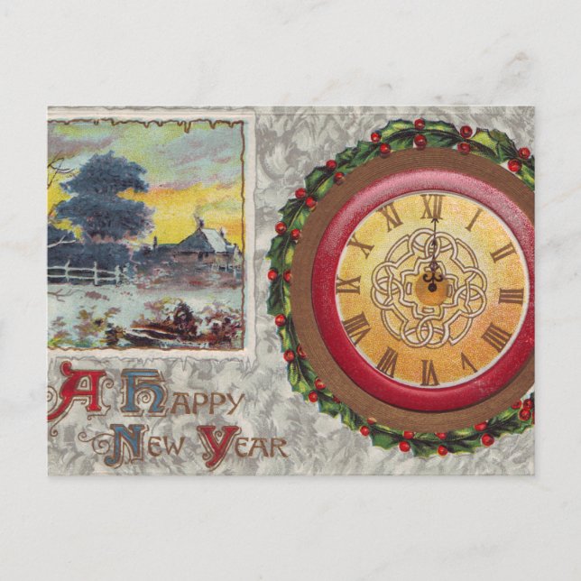 Cartes Pour Fêtes Annuelles Une horloge de bonne année (Devant)