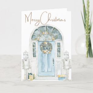 Cartes Pour Fêtes Annuelles Une jolie porte décorée pour Noël